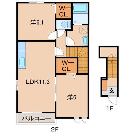 紀伊駅 徒歩24分 2階の物件間取画像